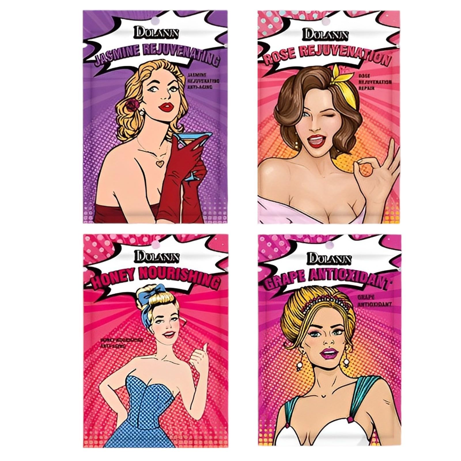 TLISMI Facial Sheet Mask with Natural Plant & Fruit Extracts - Hydrating, Moisturizing & Brightening Face Mask for All Skin Types - Spa & Party Gift Set - 25ml (4 Pack, Random Colors) - Perfect for Skincare Routine, Relaxation & Special Occasions