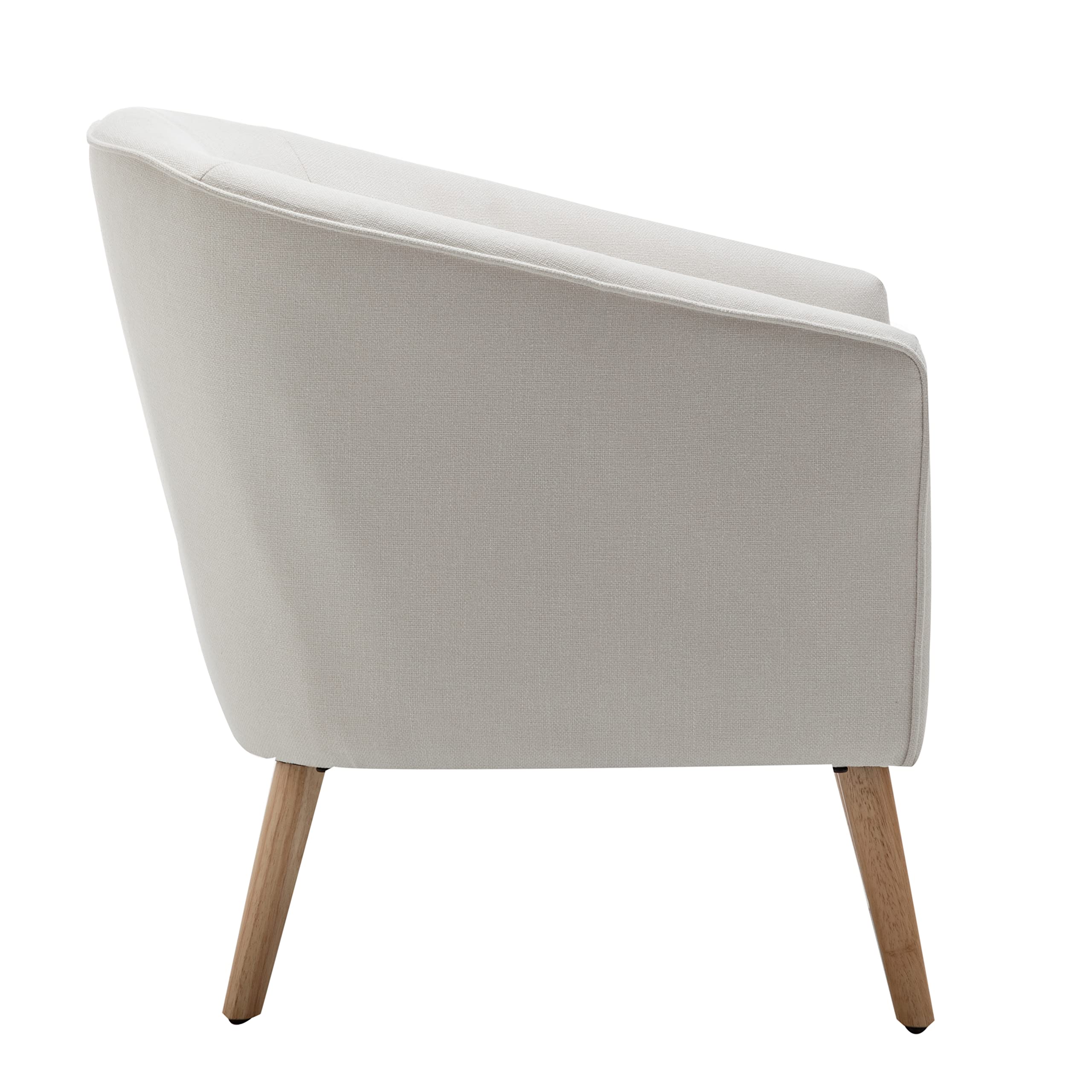 Mid-Century Modern Barrel Accent Chair with Tapered Legs - Cream Fabric Upholstered Lounge Chair for Living Room, Bedroom & Office - Stylish Comfortable Seating for Relaxing & Reading