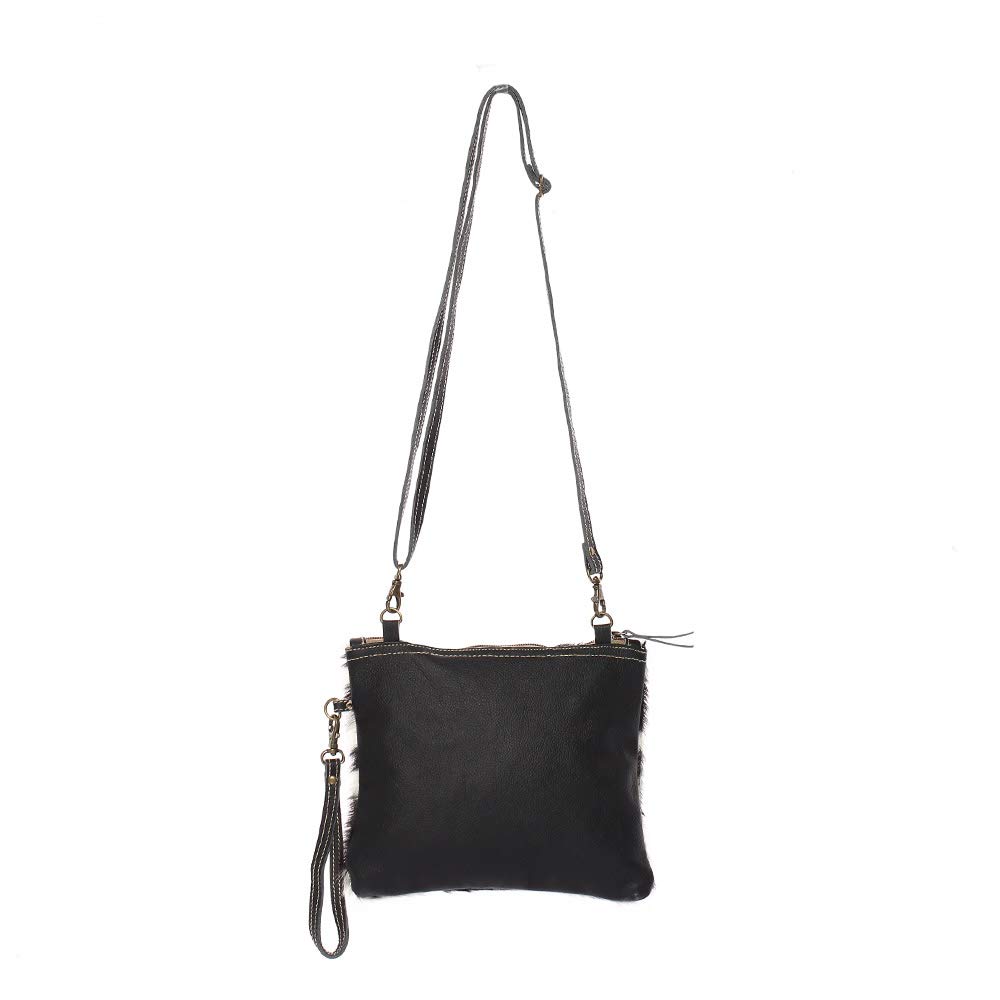 Myra Bag White & Black Cowhide Leather Crossbody Bag S-1172 - Stylish & Durable for Work, Travel & Everyday Use