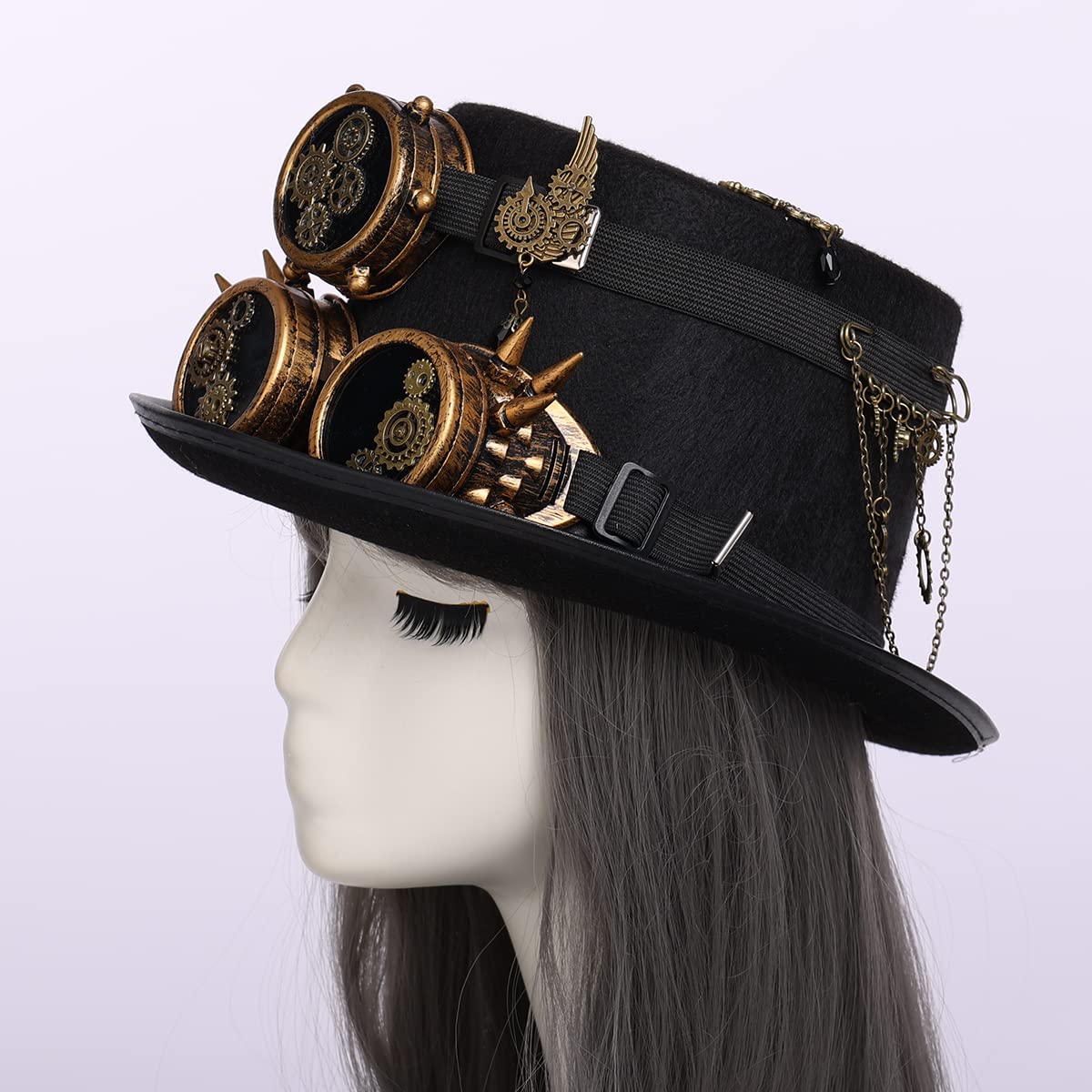 Steampunk Top Hat with Goggles for Women & Men - Victorian Gothic Halloween Costume Accessory - Perfect for Cosplay, Halloween Parties, and Themed Events