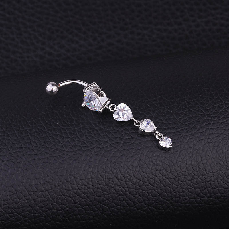 Hypoallergenic Dangle Heart Belly Button Ring | HSBR18605 | Perfect for Sensitive Skin & Trendy Outfits