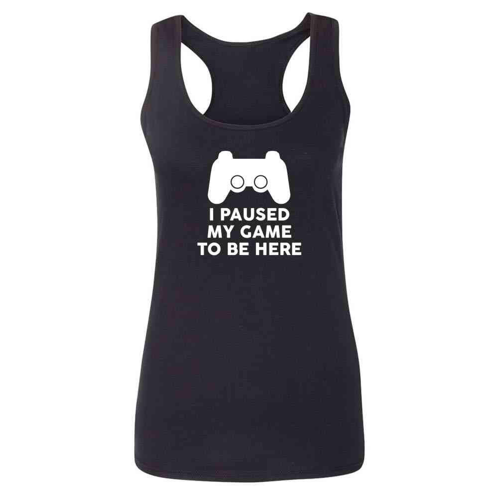 Pop Threads I Paused My Game to Be Here Women's PS Controller Graphic T-Shirt | Gamer Tee for Women | Perfect for Gaming Sessions, Casual Wear & Gamer Gifts