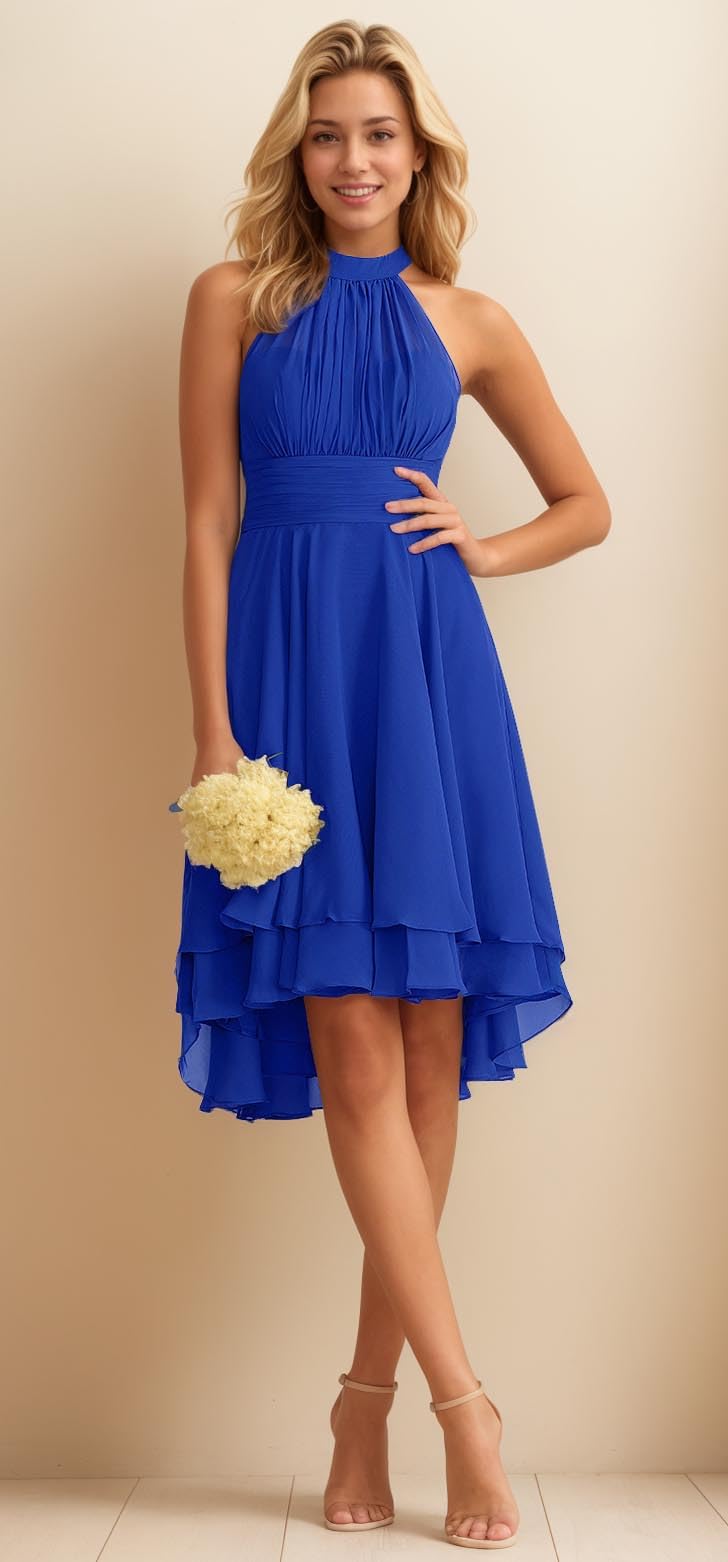 Elegant Chiffon Bridesmaid Dress - Short High-Low Formal Gown with Tiered Corset for Women | Perfect for Weddings, Evening Parties & Special Occasions