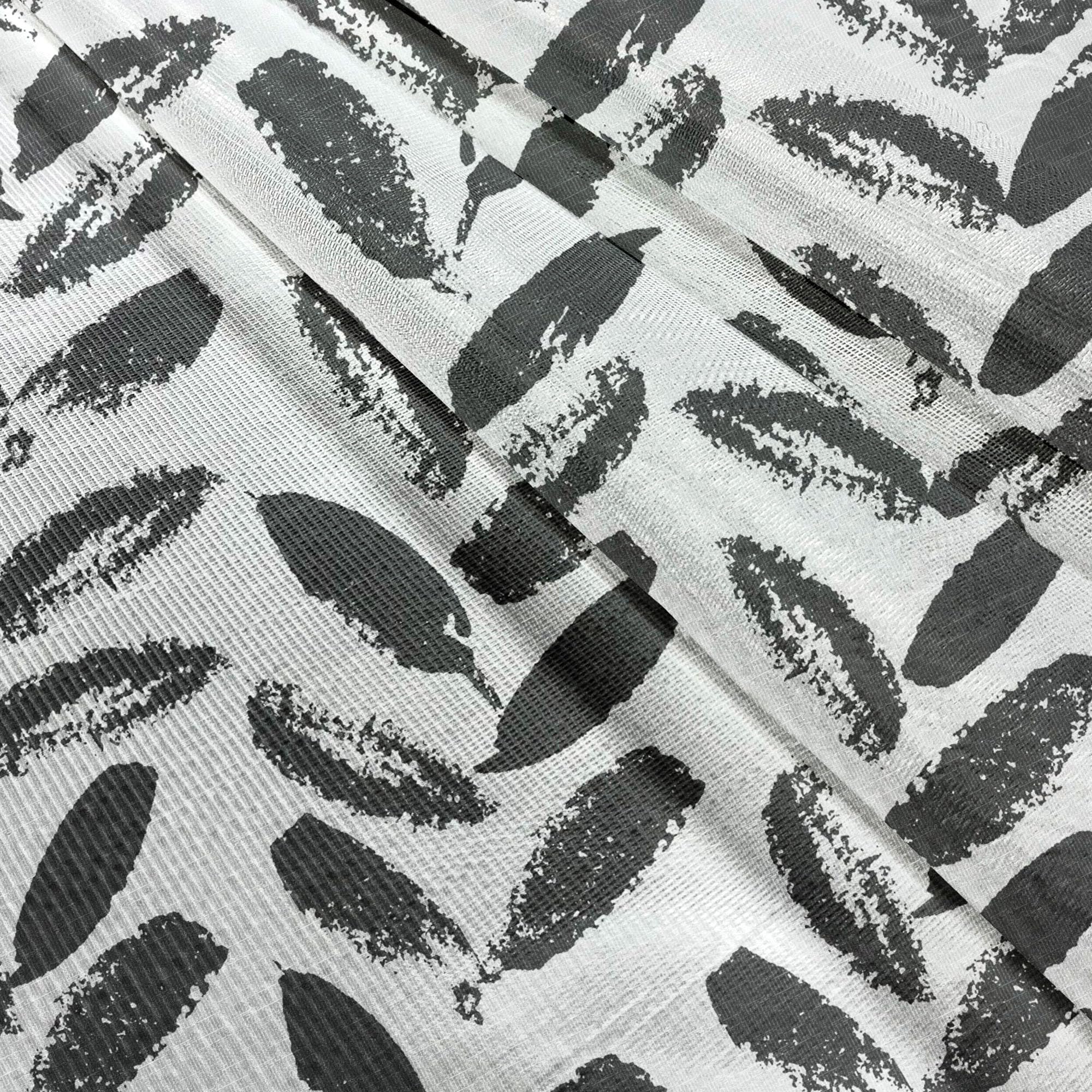 Ambesonne Black and White Tulle Curtains - Modern Grunge Botany Pattern Sheer Drapes with Rod Pocket, 108