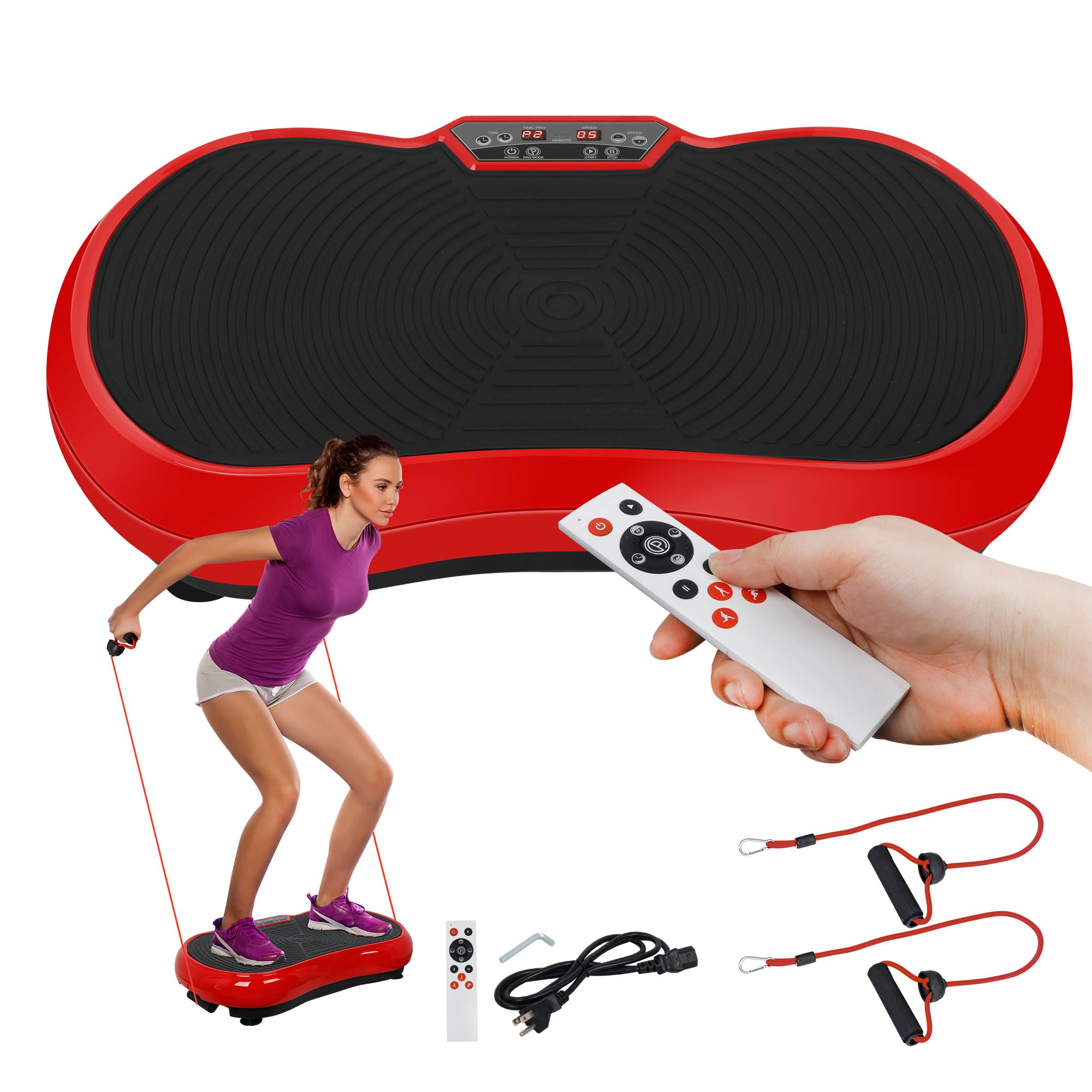 SUPER DEAL Pro Vibration Plate Exercise Machine - Full Body Workout Platform with Bluetooth, Remote & Resistance Bands, 99 Speed Levels for Home Gym, Weight Loss & Muscle Recovery