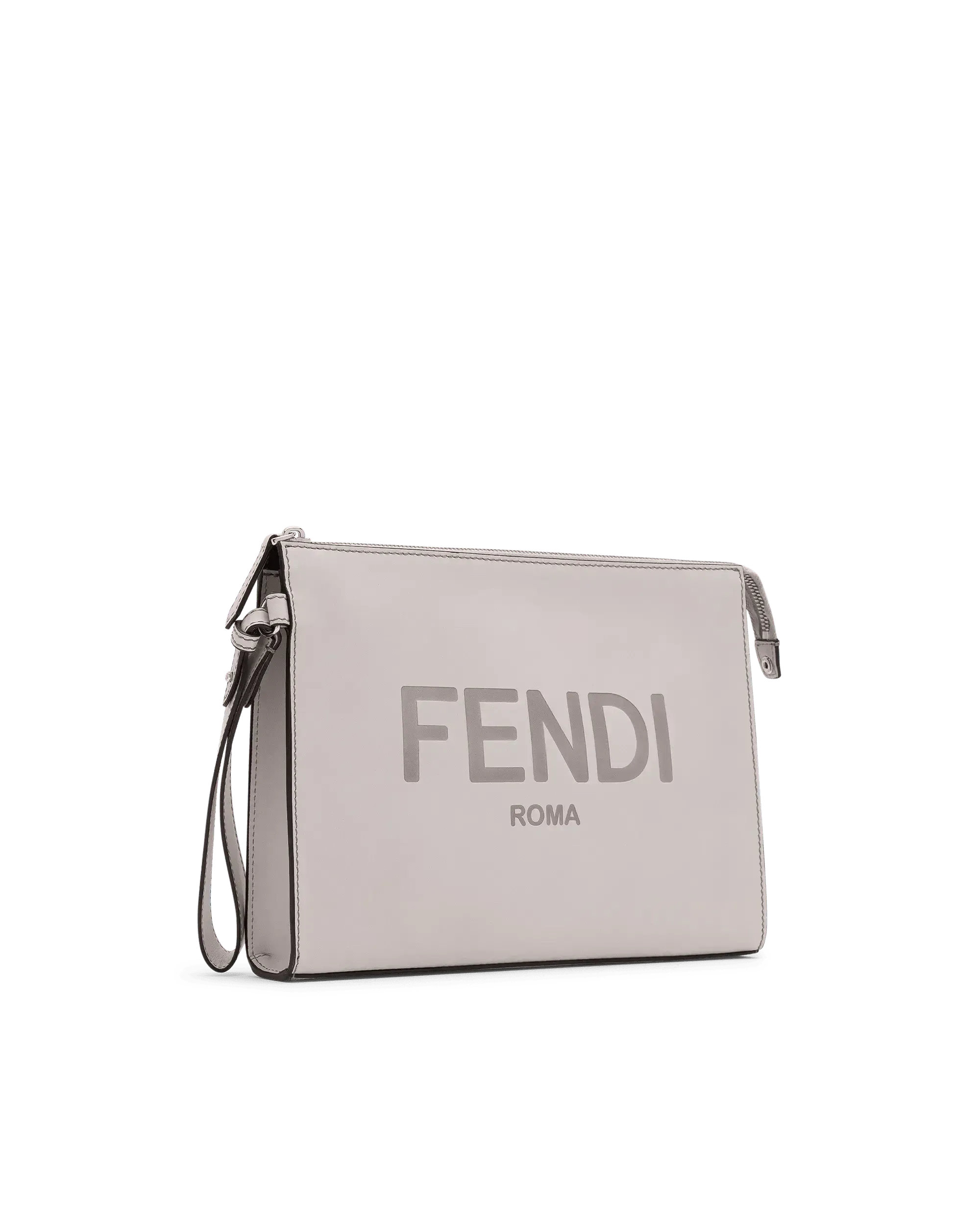 Fendi Gray Leather Clutch Bag for Women - Elegant Evening Purse for Parties, Weddings & Special Occasions