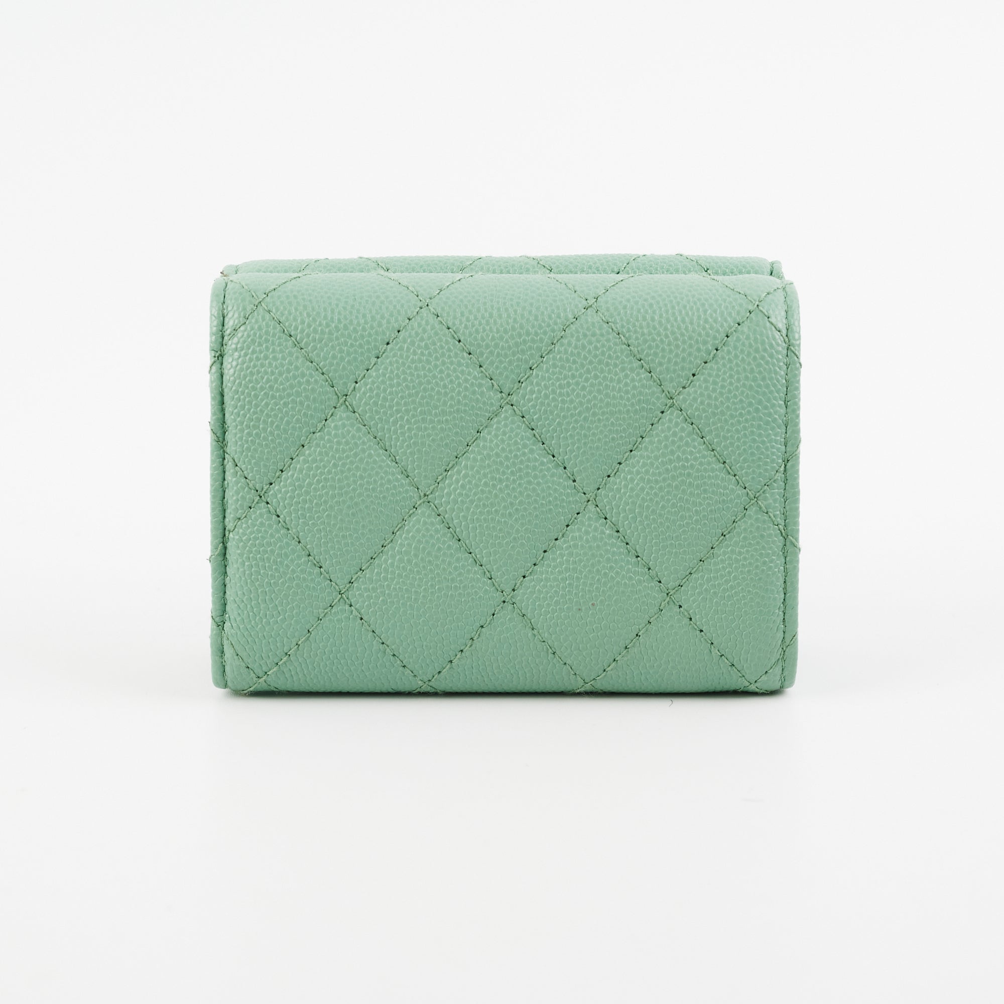 Chanel Caviar Leather Compact Wallet in Green - RFID Microchipped for Secure Payments | Perfect for Everyday Use & Luxury Fashion Accessories