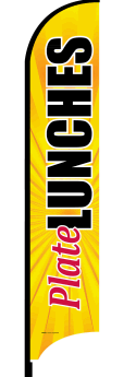 Feather Flag Banner - Customizable Plate Lunches Advertising Flag for Outdoor Events, Restaurants & Food Trucks | Durable & Windproof