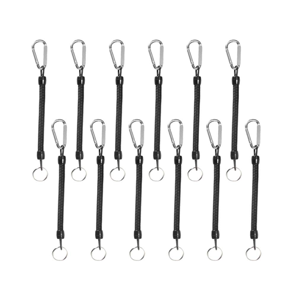 12pcs Retractable Coiled Tether Cords for Fishing Rods & Gear - Durable Fishing Lanyards for Anglers