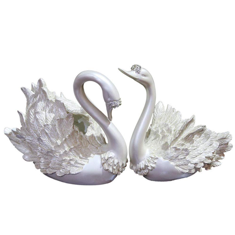 Elegant Resin Swan Sculpture Set - Pearl White Animal Figurines for Home Decor, Living Room Display & Unique Gift Idea | Perfect for Wedding Centerpieces, Garden Ornaments & Housewarming Presents