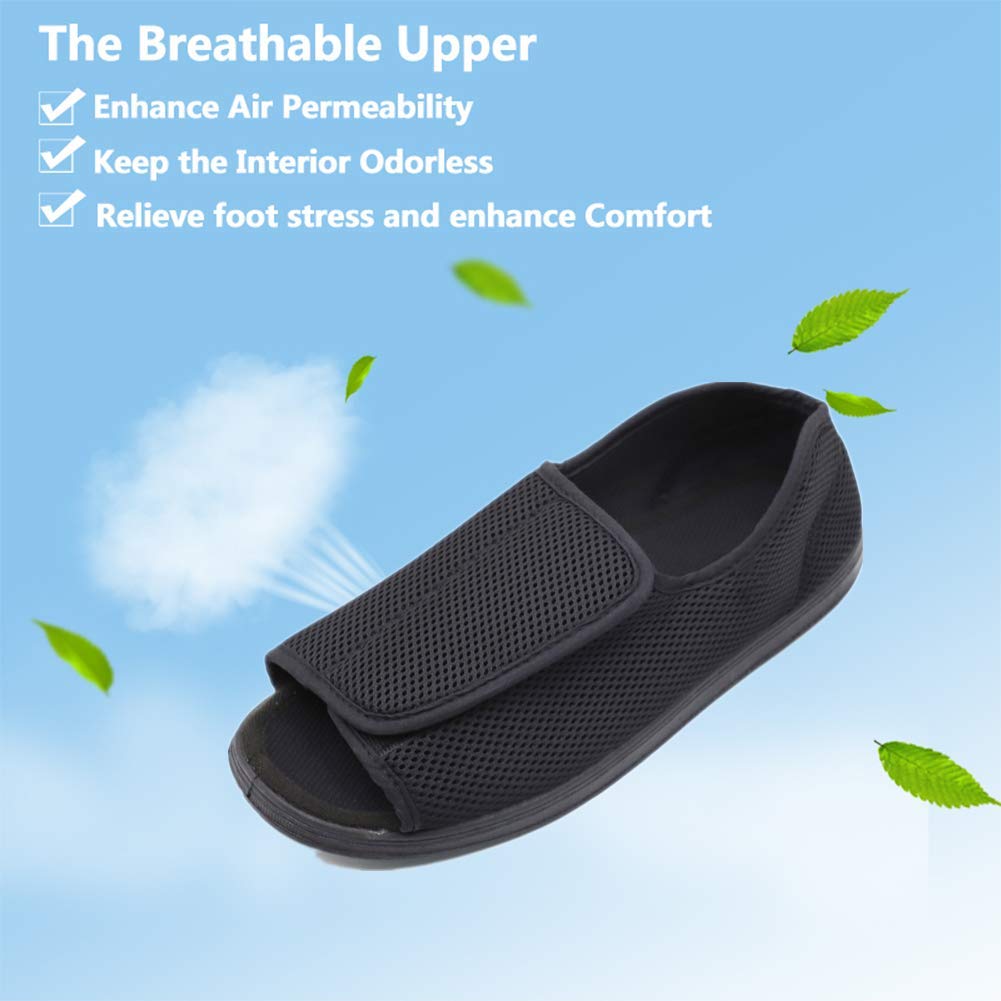 **Men's Open Toe Diabetic Slippers for Swollen Feet – Adjustable Orthopedic Walking Shoes for Arthritis & Edema Relief – Wide Width Comfort for Elderly Men – Ideal for Home, Hospital & Recovery Use**