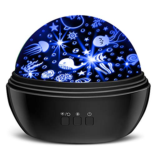 MOKOQI Star Projector Night Light for Kids - 2-in-1 Moon & Sea Animal Projection Lamp | Best Birthday Gift for 3-8 Year Old Boys & Girls | Perfect for Bedroom Decor, Nursery Room, Relaxation & Sleep Aid (Black)