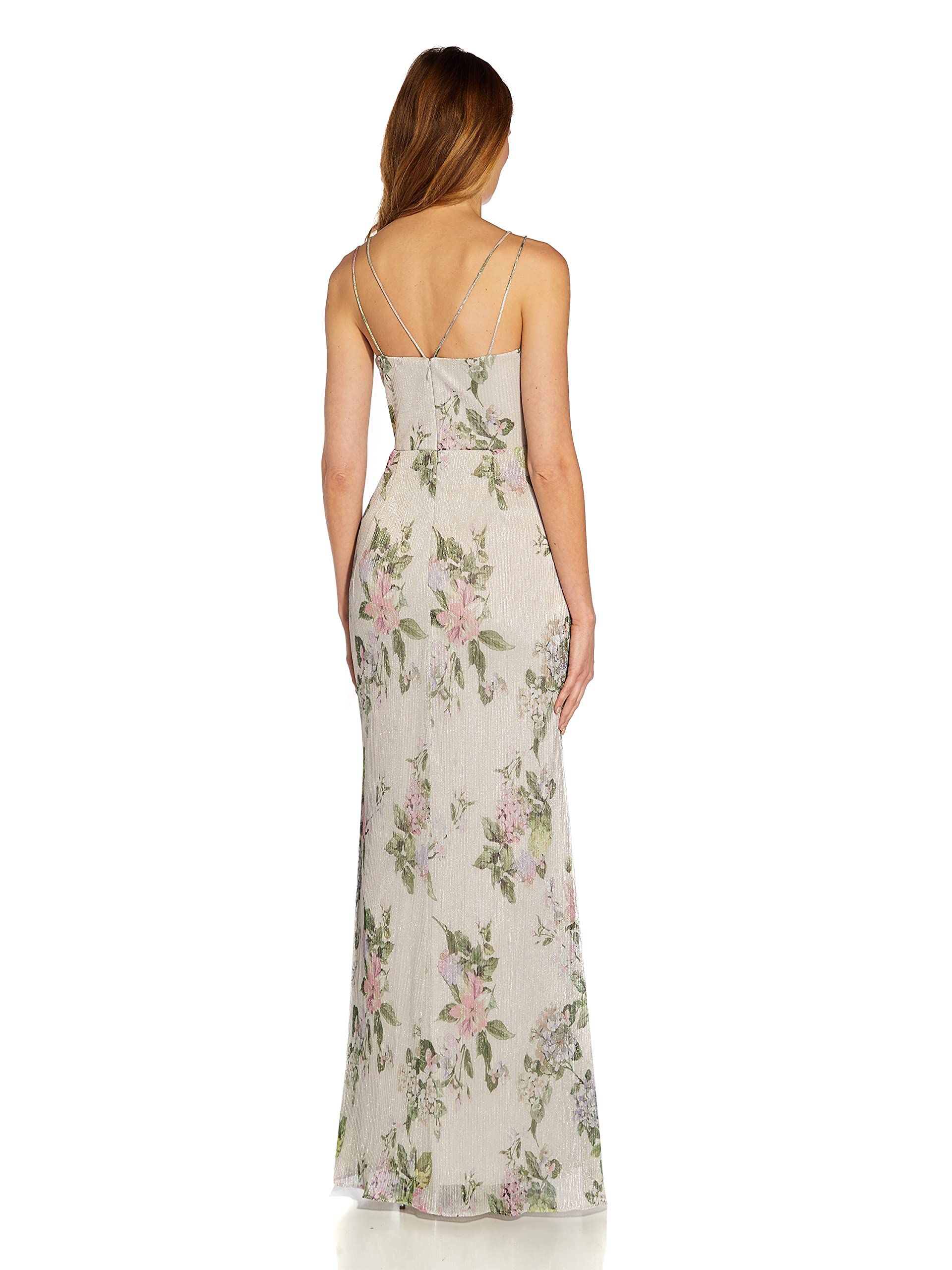 Adrianna Papell Women's Metallic Print Mesh Gown - Elegant Evening Dress for Prom, Wedding & Formal Events