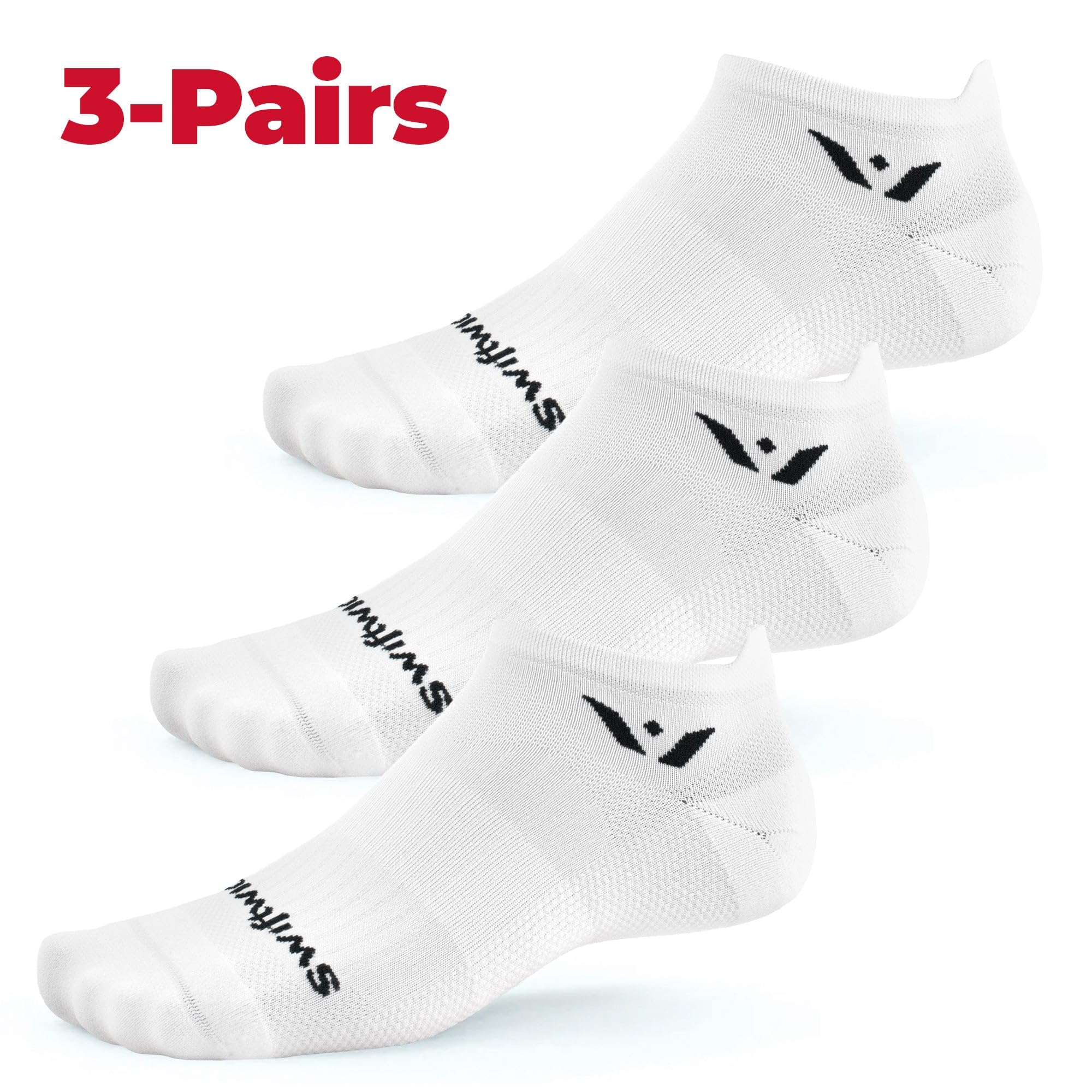 Swiftwick ASPIRE (3 Pairs) No-Show Running Socks for Men & Women - Breathable Cycling Socks with Compression Fit - Perfect for Marathon, Gym Workouts & Outdoor Sports