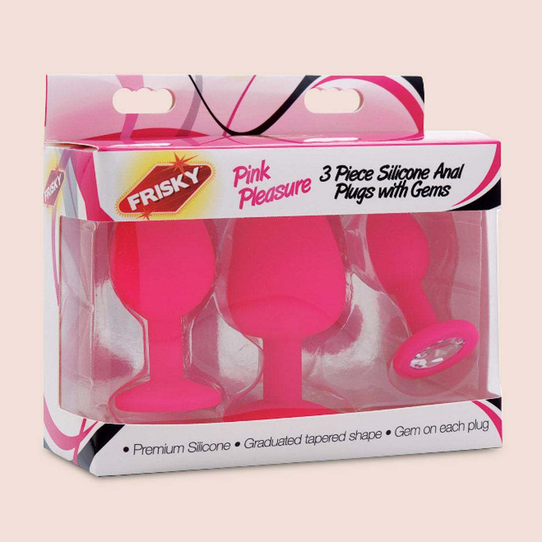 Sensual Pink Gem Anal Plug Set - 3 Piece Silicone Butt Plugs for Women & Men | Perfect for Couples Play, BDSM & Sensual Exploration