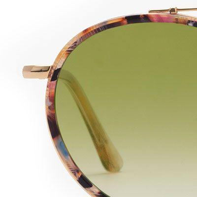 18K Titanium Gold Plated Sunglasses with Capri Blue Lenses & Petal Frame - Custom Vanity Tint for UV Protection | Fashionable Eyewear for Beach, Driving & Outdoor Activities