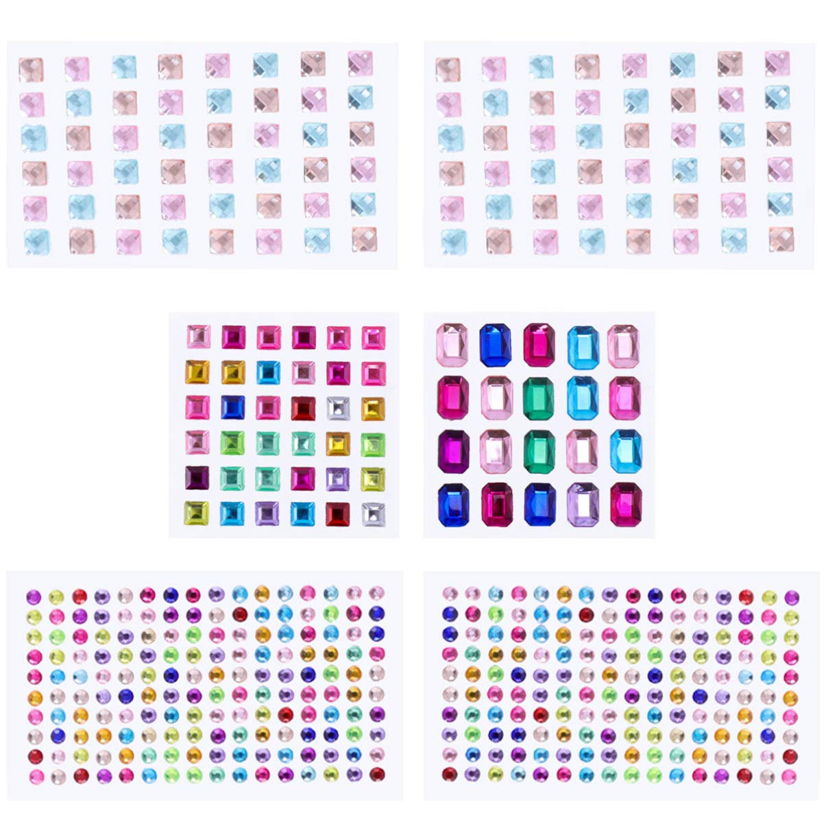 EXCEART 14 Sheets Crystal Rhinestone Stickers - DIY Plastic Imitation Gem Stickers for Nail Art, Crafts, Makeup & Jewelry Decoration | Perfect for DIY Projects, Scrapbooking, Phone Cases & Party Decor