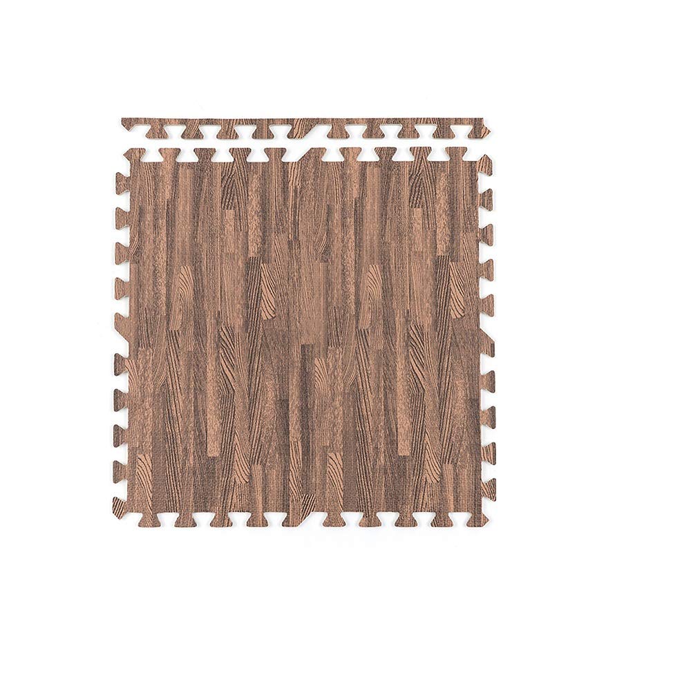 Non-Toxic EVA Foam Play Mat for Babies & Kids - Wood Grain Puzzle Floor Tiles with Wall Borders - Safe Exercise Mat for Playroom, Nursery, Yoga & Home Gym - Waterproof Interlocking Tiles for Toddler Crawling & Play Area Protection