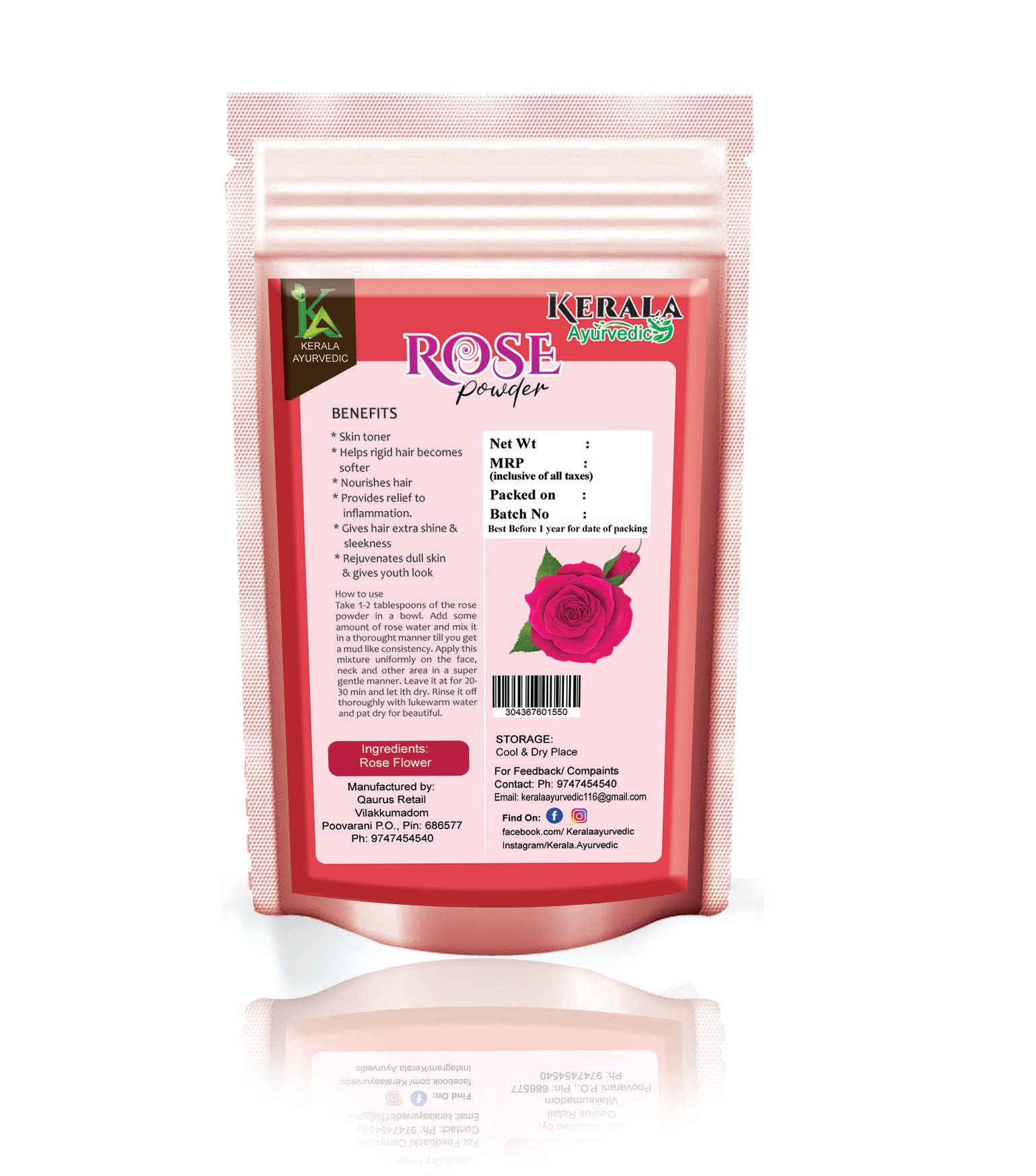 Organic Rose Petal Powder for Glowing Skin & Brightening - 100g Ayurvedic Face Mask | Natural Skin Care for Dry, Oily & Sensitive Skin | DIY Facial Treatment for Radiance & Even Tone