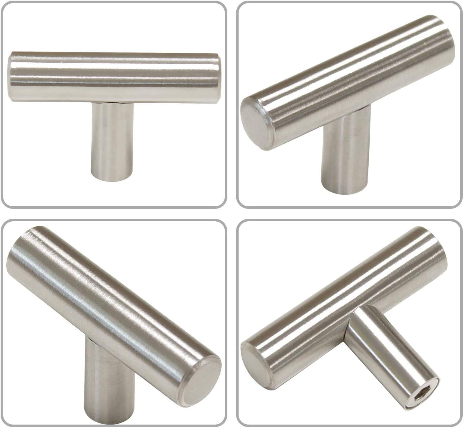 200 Pack Brushed Nickel Cabinet Knobs - Homdiy T Knobs for Kitchen Cabinet Doors & Drawers - Perfect for Home Renovation and DIY Furniture Upgrades
