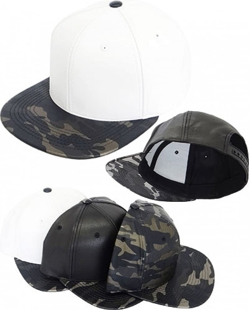 Men's PU Leather Camo Snapback Hat - Vintage Military Style Baseball Cap for Outdoor, Hunting & Street Fashion