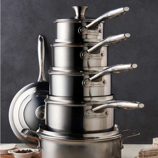 LAGOSTINA 12-Piece Expert Clad Cookware Set - Stainless Steel Pots and Pans with Blemished Packaging (Full Warranty Included) - Model L96260361 - Perfect for Home Cooking, Professional Kitchens & Gift Giving