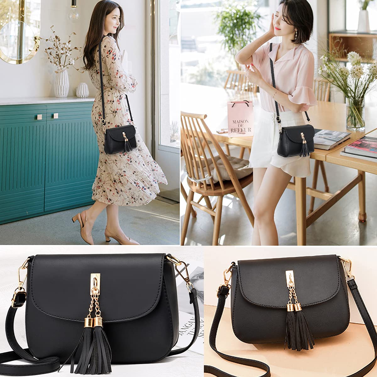 Women's Fashion Quilted Crossbody Bag PU Leather Small Shoulder Purse - Stylish & Lightweight for Daily Use, Travel, Shopping & Work (Black)