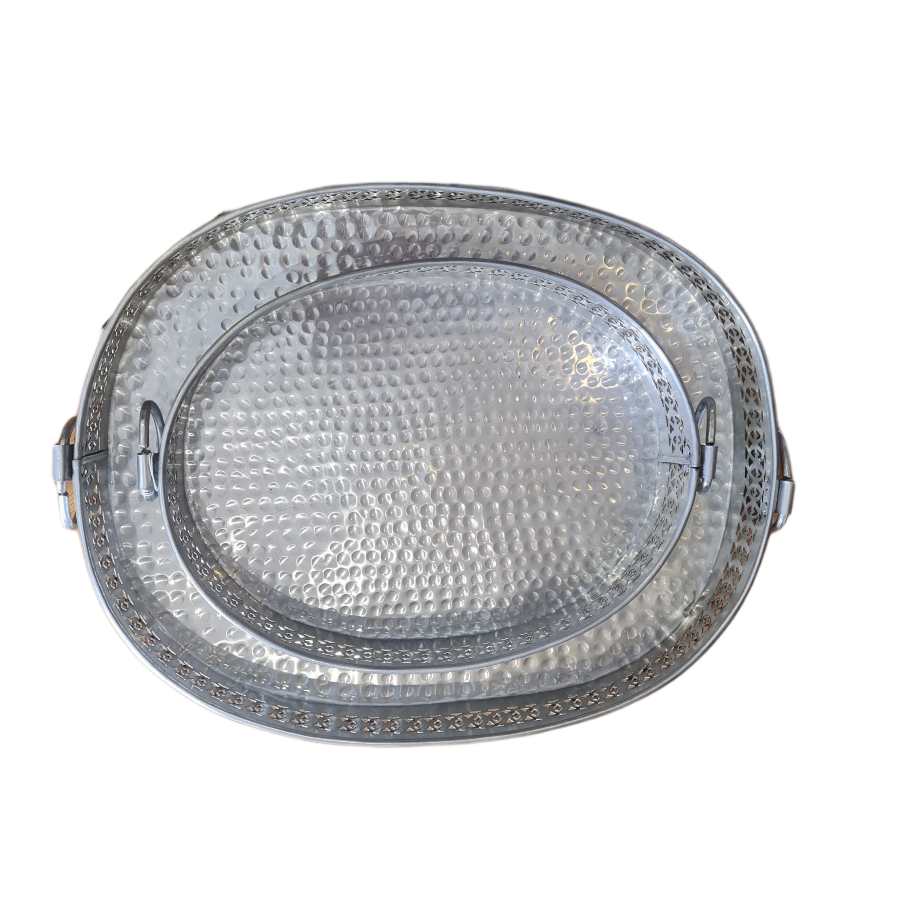 Handmade Medina Oval Trays with Hammered Finish - Elegant Serving Platters for Parties, Weddings, and Home Decor