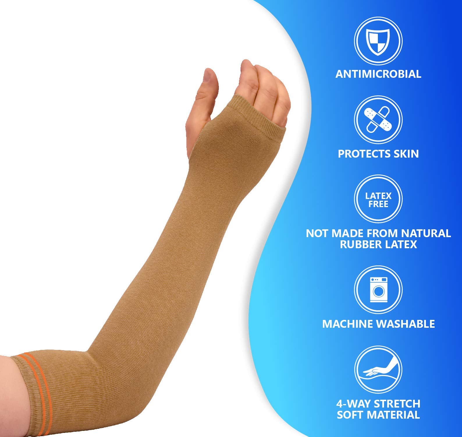 NYOrtho Geri-Sleeves Arm Skin Protectors - Washable Pair for Elderly Skin Protection | Prevents Tears & Abrasions | Ideal for Seniors with Thin, Fragile Skin During Daily Activities & Sleep