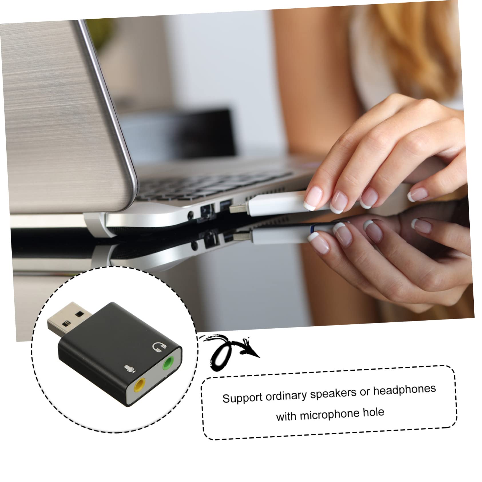 OSALADI 2-Pack USB External Sound Card - High-Quality Stereo Audio Adapter for Laptop & PC, Aluminum Alloy USB Headset & Microphone Adapter with 3D Sound | Perfect for Gaming, Online Meetings & Music Production