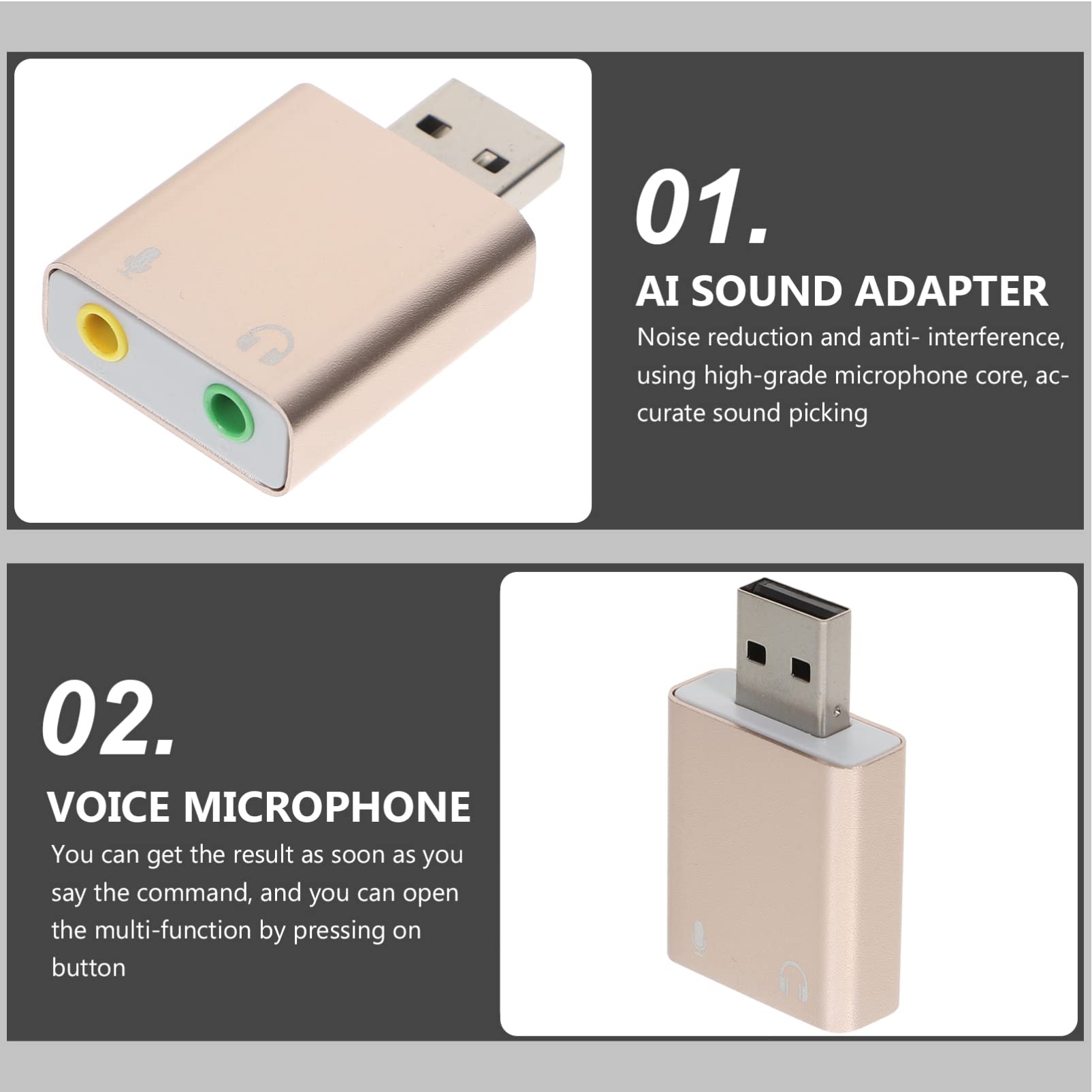 MILISTEN USB 7.1 Audio Adapter with Headset & Microphone Jack - Universal USB Sound Card for PC, Laptop, Gaming - Virtual Surround Sound for Streaming, Online Meetings & Music Production