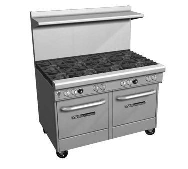 Southbend 4482DC-2GL 48-Inch Commercial Gas Range with 4 Wavy Grate Burners & 24-Inch Left Griddle - Dual Oven & Cabinet Base - Perfect for Restaurants, Catering & High-Volume Cooking