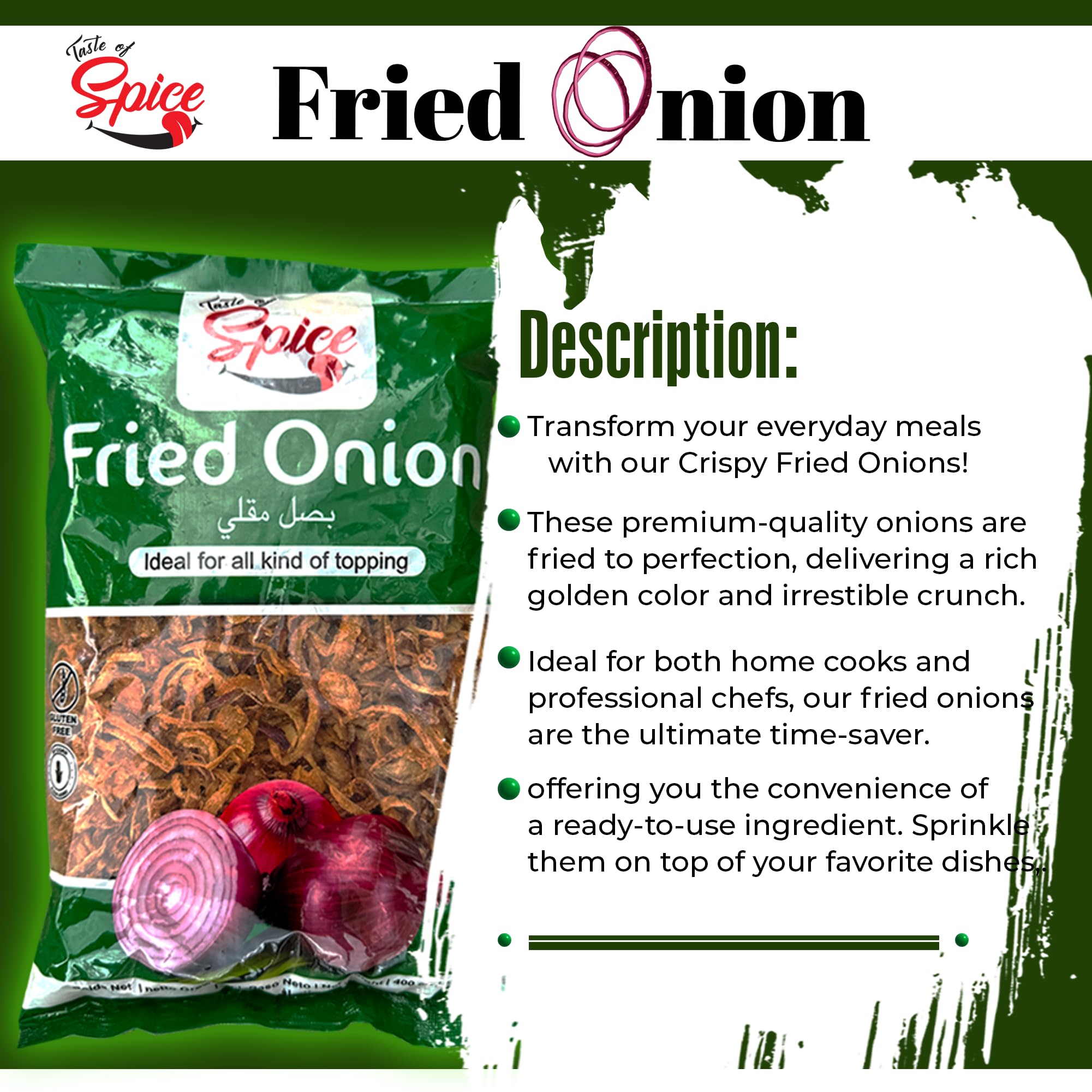 Original Crispy Fried Onions - Gluten Free Crunchy Onion Toppings for Salads, Burgers & Casseroles - 14 Oz (Pack of 1) - Fresh Gourmet French Fried Onions for Soups, Baked Potatoes & Green Bean Casserole