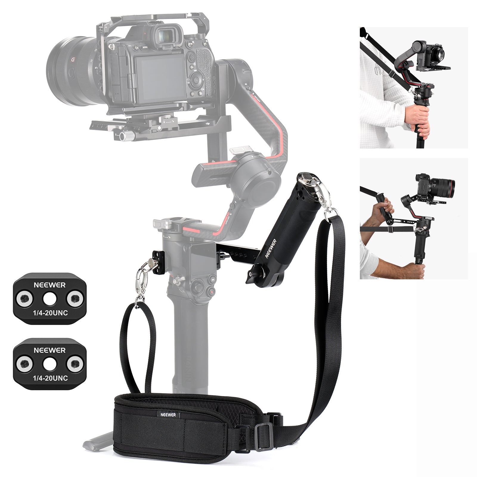 NEEWER ST49+GA019 RS4 RS3 RS2 Adjustable Camera Sling Handle Grip - Compatible with DSLR, Mirrorless & Video Cameras - Perfect for Vlogging, Travel & Outdoor Photography