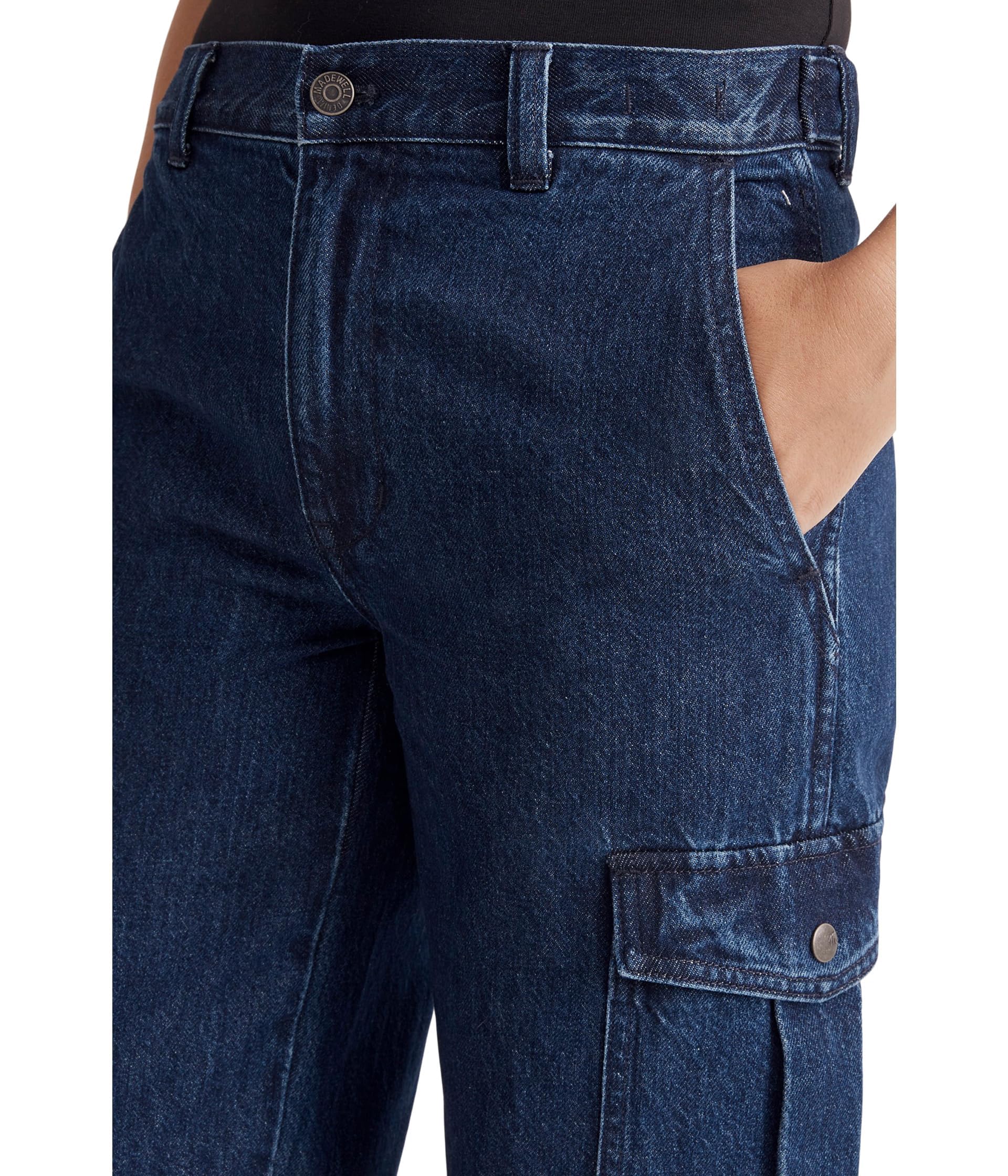 Madewell Low-Slung Straight Cargo Jeans for Women - Martindale Wash Denim Pants | Casual Streetwear, Weekend Outfits & Everyday Wear