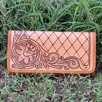 American Darling Jade Floral & Diamond Embellished Leather Wallet - Perfect for Women's Everyday Use & Gift Giving