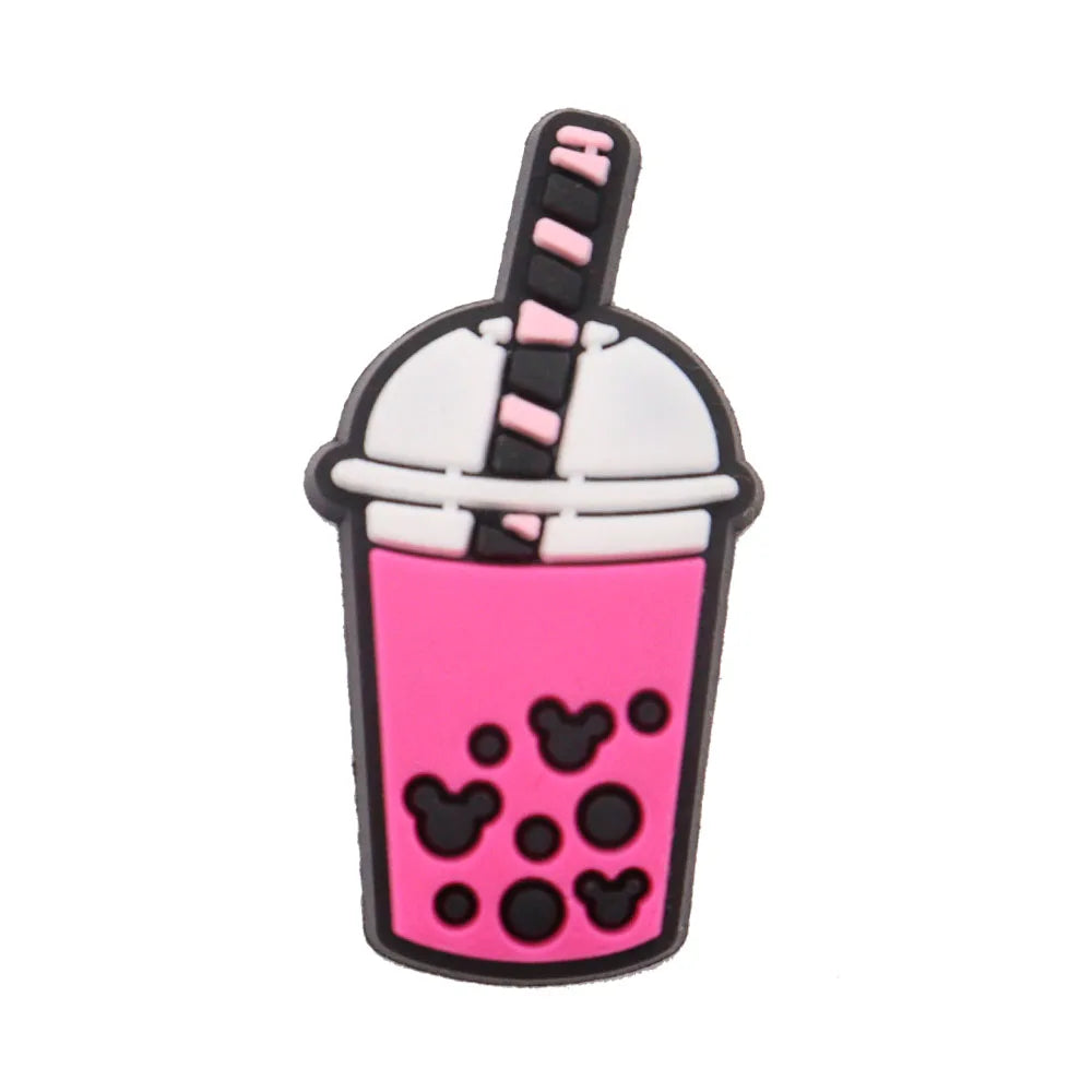 1pc PVC Shoe Charms - Cute Bubble Tea Drink & Rabbit Heart Sandal Decorations for Wristbands & Flip Flops | Kids Gift & Fashion Accessories for Summer Beach Parties & Casual Outfits