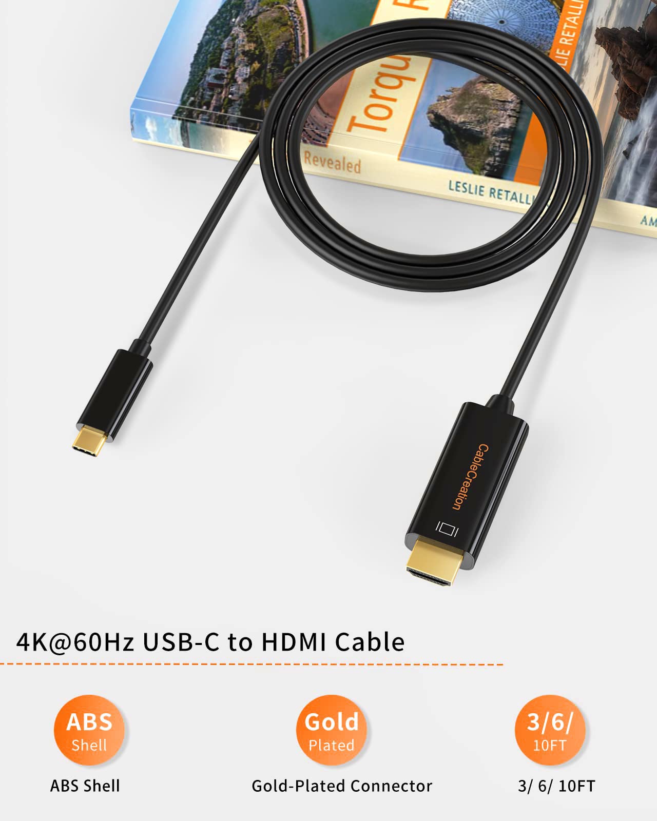 CableCreation USB C to HDMI Cable 4K@60Hz 3FT, Thunderbolt 3 Compatible - for MacBook Pro/Air, iPad Pro, iPhone 16 Pro Max, Galaxy S24, XPS, Steam Deck - Perfect for Home Office, Gaming & 4K Video Streaming