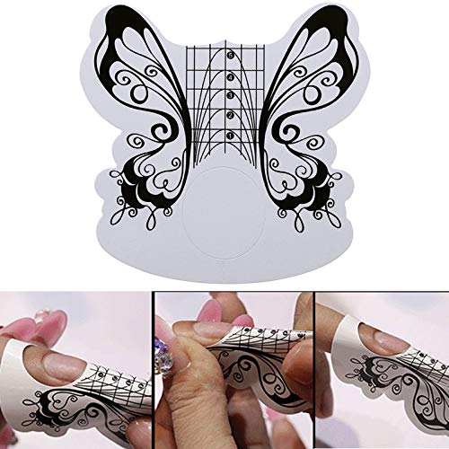 100Pcs Professional Butterfly Square Nail Form Stickers for Acrylic & UV Gel Nails - Nail Extension Builder, Art Tool Guide with Dispenser - Perfect for Salon, Home Manicures & Nail Art Designs
