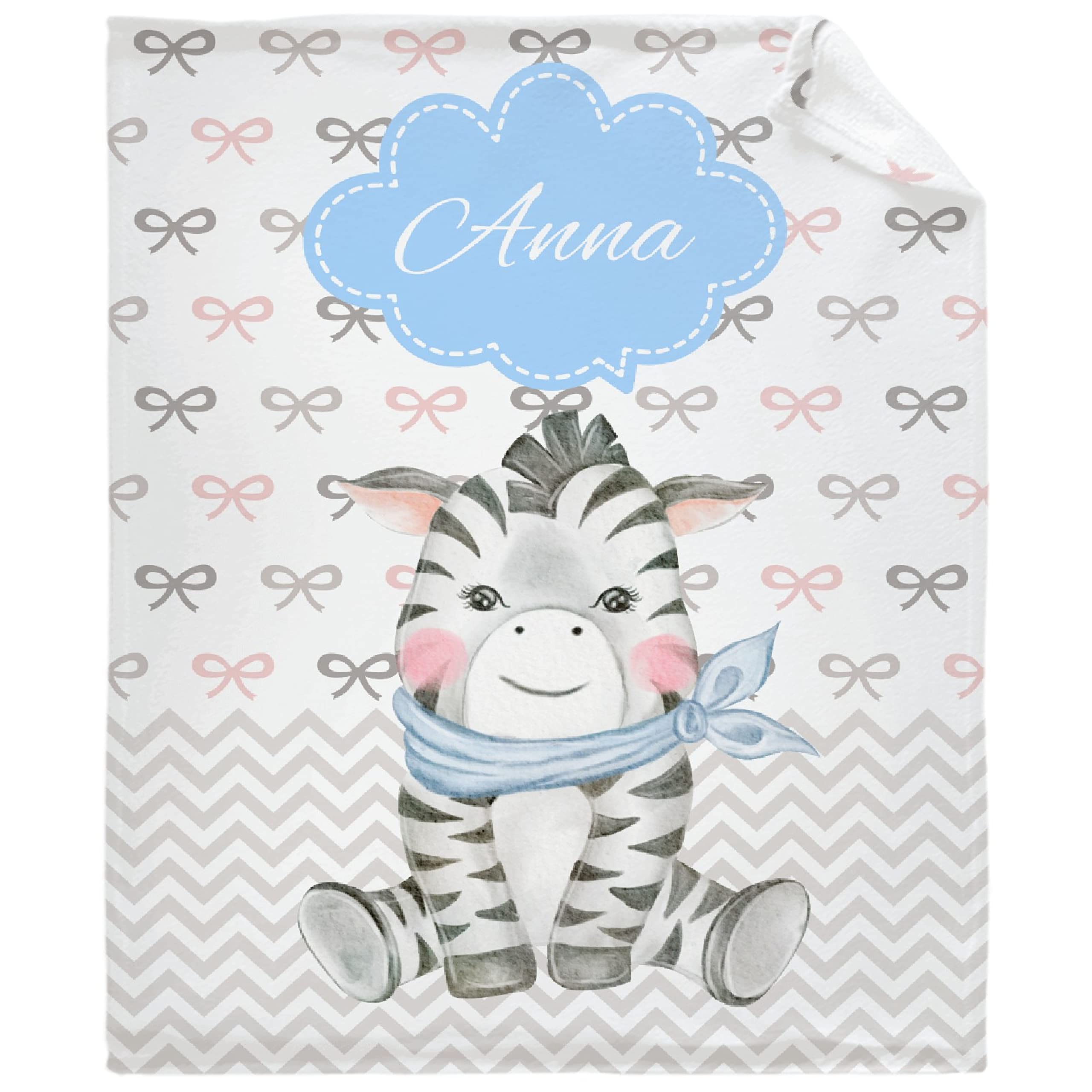Personalized Baby Blanket with Name - Custom Fleece Blanket for Newborns, Girls & Boys - Soft Cozy Zebra Print Throw - XL Bed Quilt for Nursery, Crib & Family Gifts - Perfect for Baby Showers, Christenings & Special Occasions
