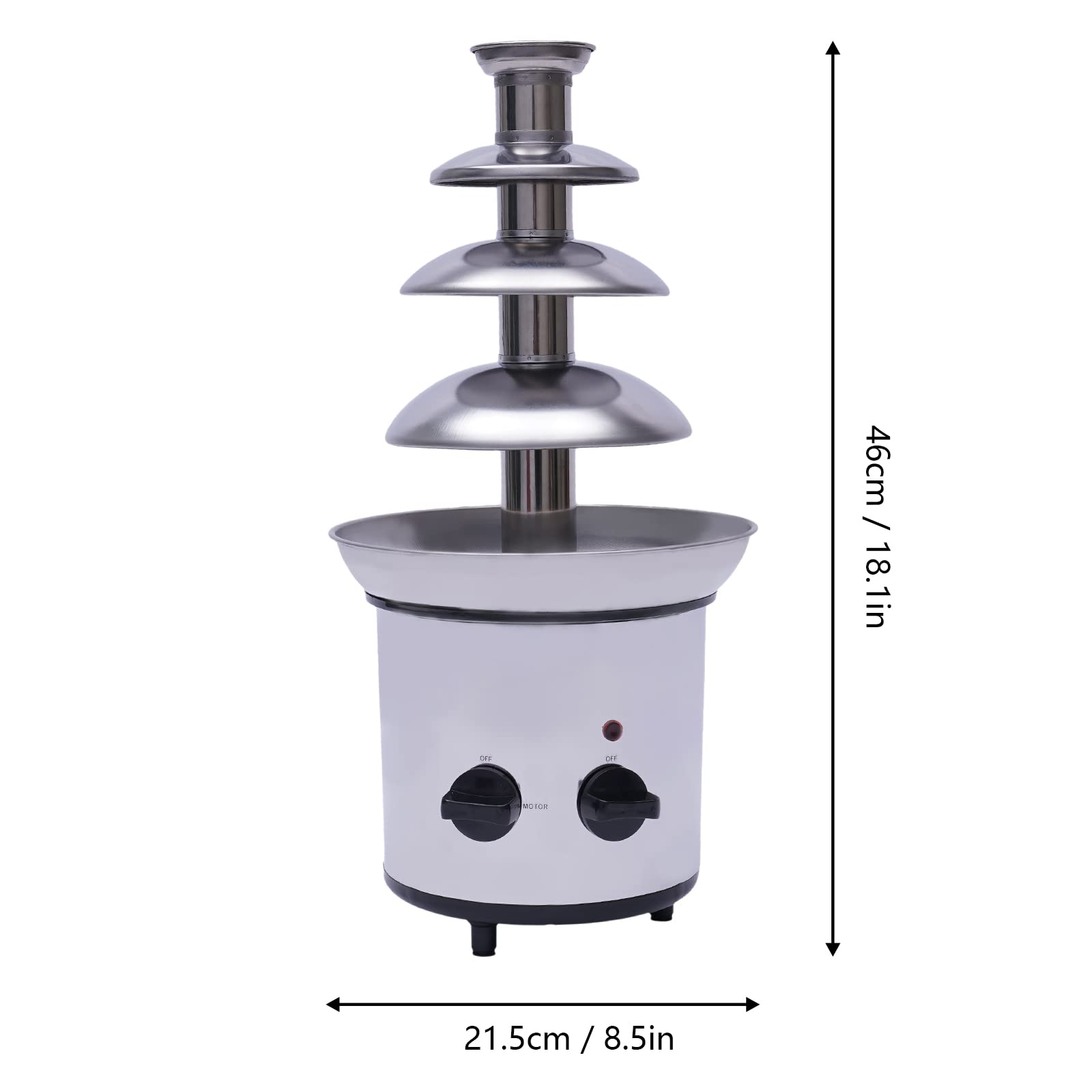 4-Tier Stainless Steel Chocolate Fondue Fountain - 110V 170W Electric Melting Pot for Chocolate, Candy, Butter, Cheese & Caramel | Perfect for Parties, Weddings, Dessert Buffets & Home Entertaining