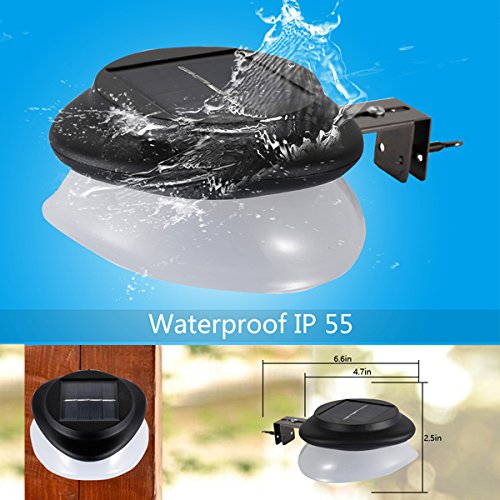 9 LED Solar Gutter Lights Outdoor - Super Bright Waterproof Wireless Security Lights for Garden, Wall, Yard, Deck - Perfect for Pathway, Patio & Landscape Lighting