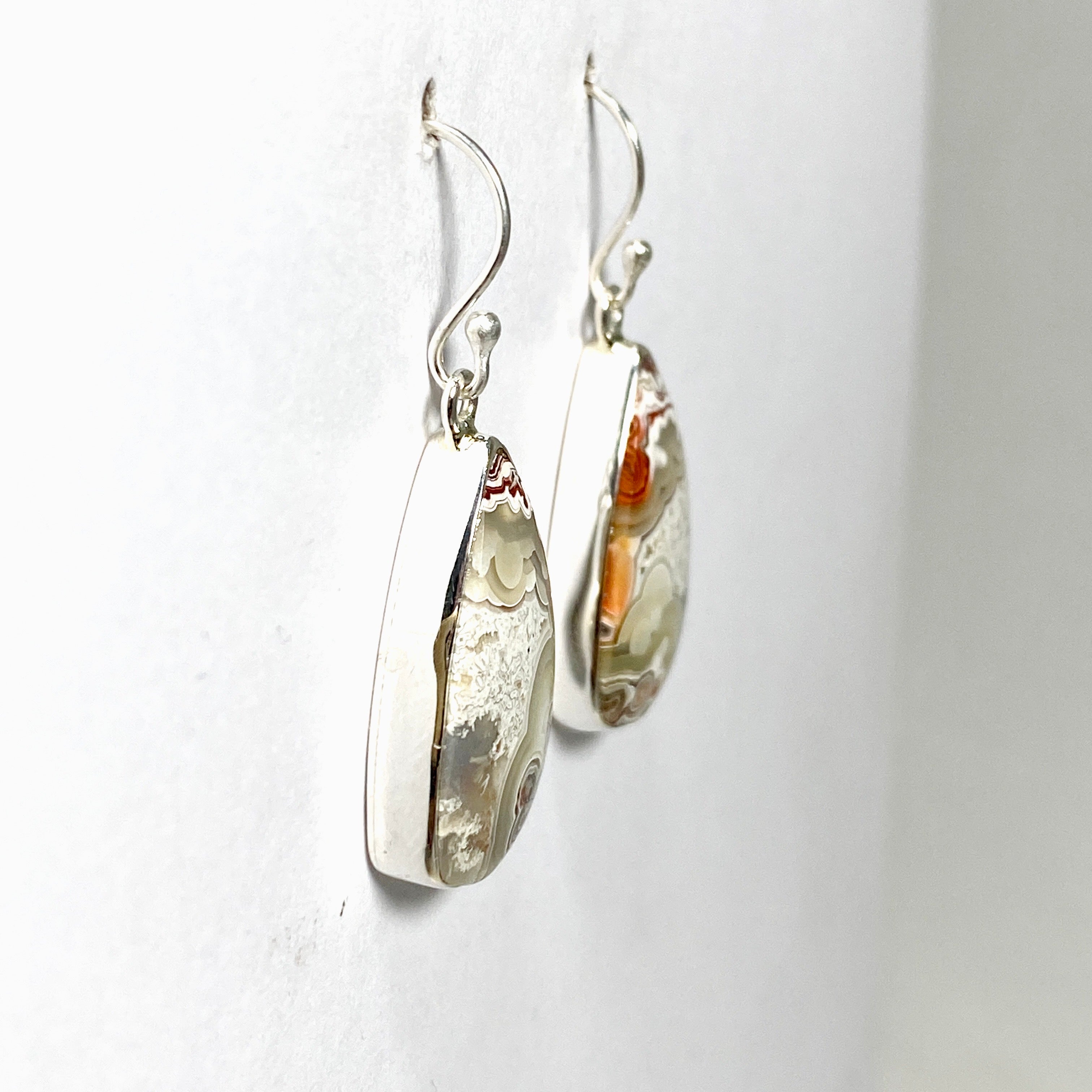 Mexican Crazy Lace Agate Teardrop Earrings - Handmade Sterling Silver Dangle Earrings for Women | Boho Chic Jewelry for Parties, Weddings & Special Occasions