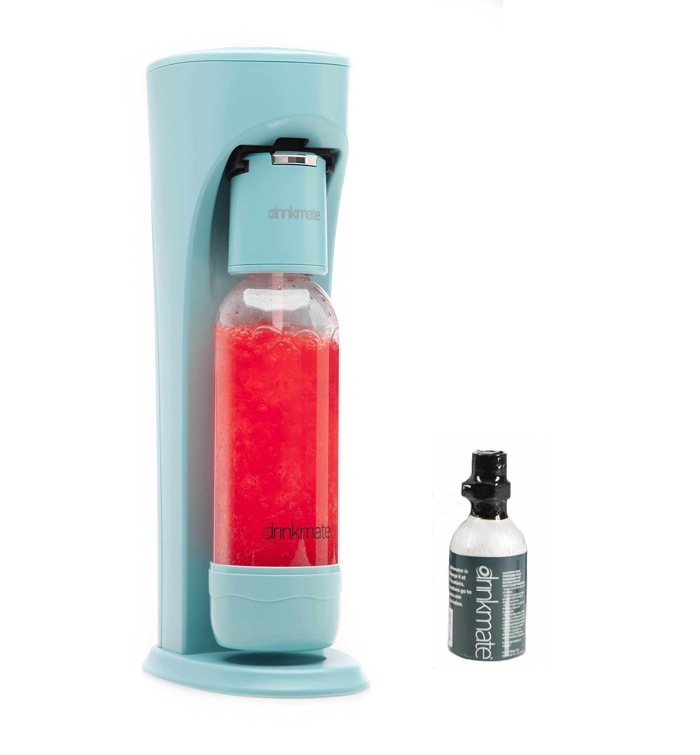 DrinkMate OmniFizz Sparkling Water & Soda Maker Machine - Carbonates Any Beverage with 3oz CO2 Test Cylinder (Arctic Blue) - Perfect for Home, Office & Parties