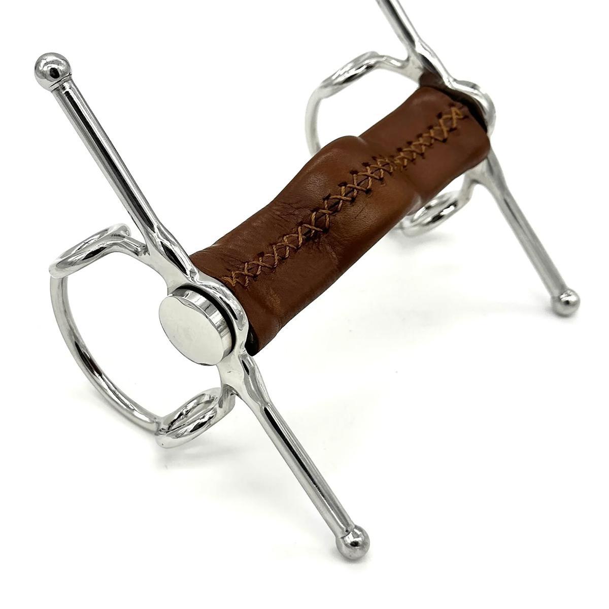 AJR Leather Covered Sam Marsh Nelson Gag Bit - English Horse Riding Bit for Training & Control - Perfect for Western Riding, Dressage & Show Jumping
