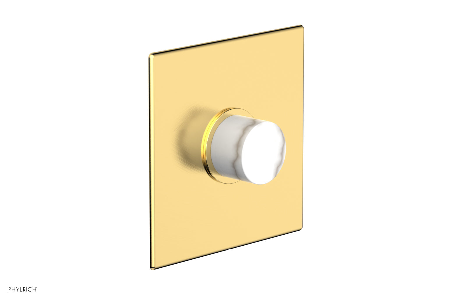 Premium Square Shower Plate with Pressure Balance Valve & White Marble Handle Trim - 4