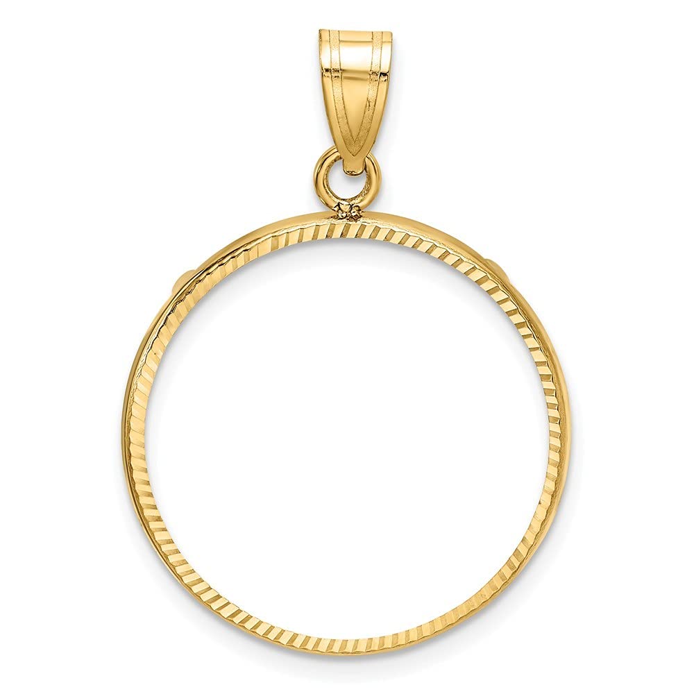 14K Yellow Gold 22mm Sparkle Cut Prong Coin Bezel Pendant Necklace - Elegant Jewelry Gift for Women, Perfect for Anniversaries, Birthdays & Special Occasions