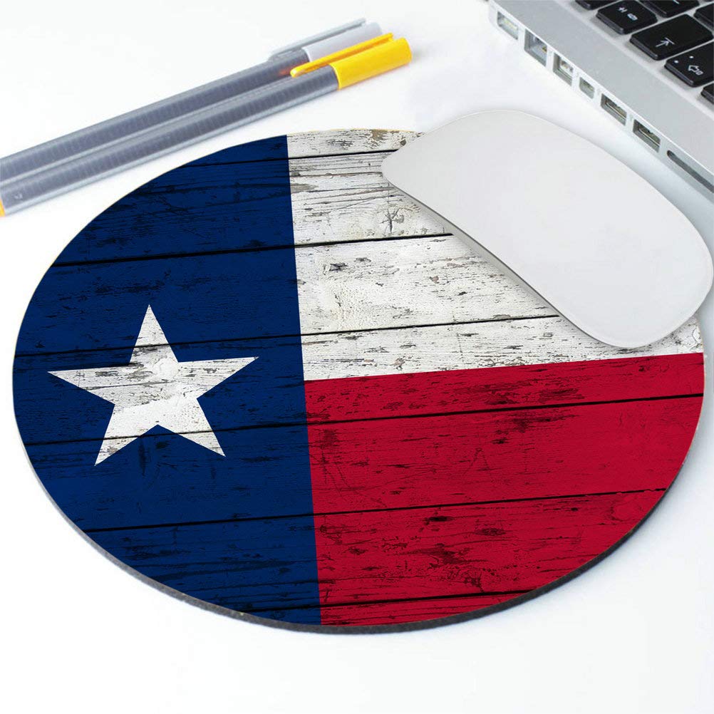 Texas State Flag Round Mouse Pad - Non-Slip Rubber Base Desk Mat for Office & Gaming, 7.9 x 7.9 x 0.12 Inch, Perfect for Computers, Laptops & Home Office Workspace