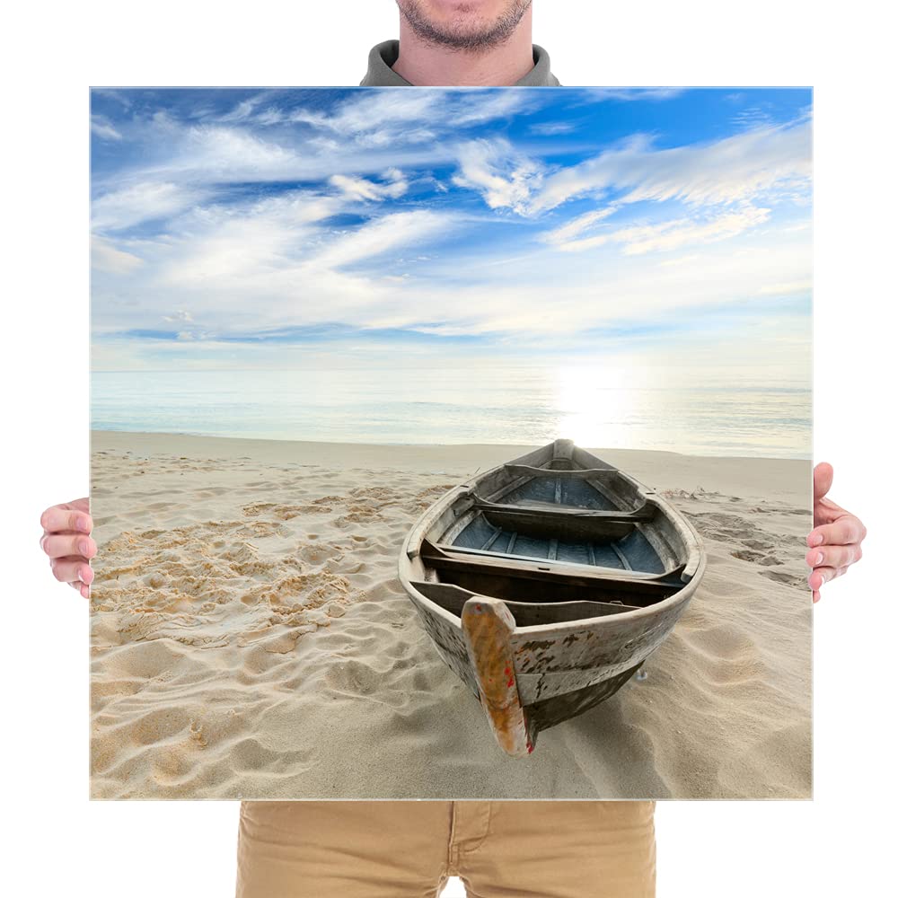 Wieco Art Boat Canvas Prints - Giclee Wall Art for Home & Office Decor - Modern Landscape Canvas Painting - Perfect for Living Room, Bedroom & Workspace
