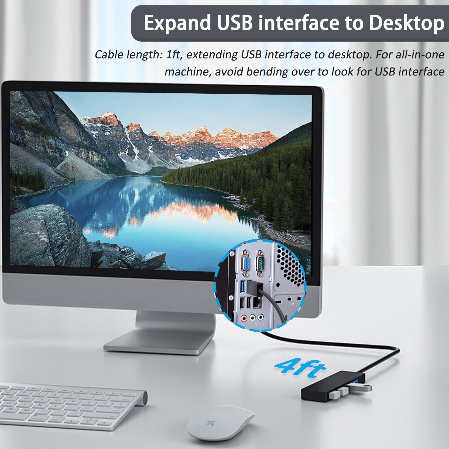 ANKYY 4-Port USB 3.0 Hub with 3.3FT Cable - High Speed Data Transfer for Laptop, Desktop, PC, Xbox, PS4, Printer, External HDD, Flash Drive | Perfect for Home Office, Gaming Setup & Workstation Connectivity